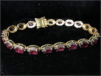 Sterling silver bracelet with Ruby and Diamonds