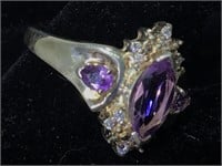 Sterling silver ring with amethyst 
Size 7.5