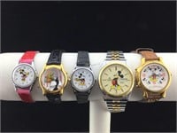 Lot of 5 Mickey Mouse watches