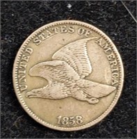 1858 Flying Eagle small cent penny coin