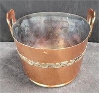 Copper bowl w/handles, made in Mexico