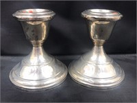 Sterling silver candlesticks, weighted base