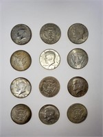 12 Clad Half Dollar Coins 40% Silver