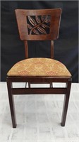 Antique wooden folding card table chair - New