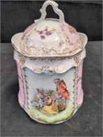 German porcelain covered canister