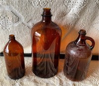 (3) Brown Jugs