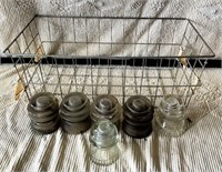 (6)Glass Insulators 2/metal basket