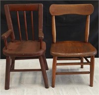 Antique child's chairs or doll displays / one arm