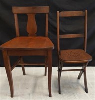 Antique wooden child's or doll display chairs /
