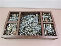 Nuts, Bolts, Washers in Wooden Tray