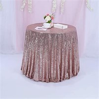 TRLYC Rose Gold Round Sparkly Sequin Tablecloth