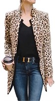 TOBABYFAT Women Leopard Print Coat Long Sleeve