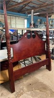 Mahogany Rice Carved Queen Size Bed