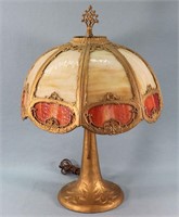 8-Panel Slag Glass Table Lamp