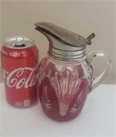 Etched Glass Maple Syrup Dispenser