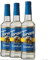Sealed- Torani Sugar Free Syrup, Vanilla, 750 ml
