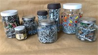 JARS OF HARDWARE - SCREWS, STAPLES, NAILS,