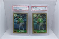 (2) 1987 Topps Mark McGwire Rookie Cards, PSA 9