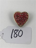 Red rhinestone heart pin