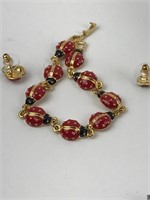 Ladybug necklace and matching earrings