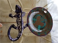 651- Ceramic 16" Lizard And 16" Kokopelli Platter