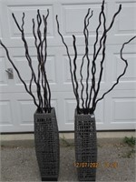2 27" Wicker Vases with Decorating Sticks
