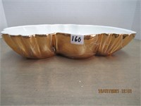 12" x6" Gold Colored Porcelain Bowl