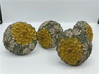 (4) Metal Flower Decorations