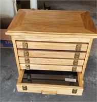 5 DRAWER WORMY MAPLE DISPLAY CABINET