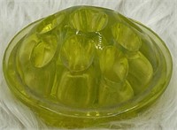 Fenton yellow Glass Flower Frog ~ 9 Hole ~