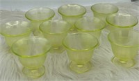 10 Fenton Yellow Vaseline glass Dahlia goblets
