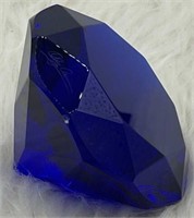 BLUE DIAMOND CUT CRYSTAL Paperweight, Deco with