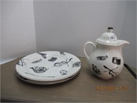 8" Tea Pot , 2 11" Plates