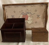 Wood Desk Organizer, Tray and Recipe box