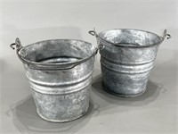 Two Small Galvanized Pails - 6"x7"