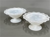 Two Decorative Milk Glass Bowls