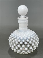White Opalescent Hobnail Decanter