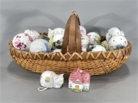 Porcelain Ornaments - w/Basket - Kittens, Etc