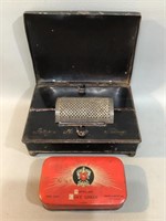 Antique Tin Box w/Grater & Candied Ginger Tin