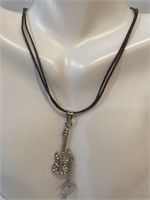 Silver guitar charm necklace