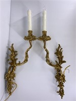 Pr. Brass Ornate Wall Sconces Sherle Wagner