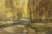 Painting of Creek and Trees sgd. Paul Salisbury.