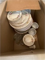 box of plates and MISC