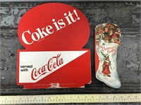 Coca-Cola cardboard topper & Christmas Stocking