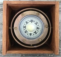 Boxed brass ship's compass