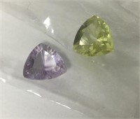 Citine and amethyst cut gems