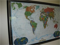 HUge Framed National Geographic World Map