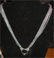 Silver Heart Necklace & Bracelet w/ case