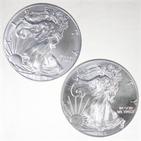 2015 & 2018 BU Silver Eagle Bullion Coins