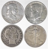 20th Century Silver Half Dollars (4)